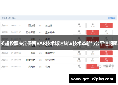英超投票决定保留VAR技术球迷热议技术革新与公平性问题